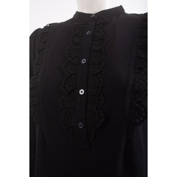 Boden Womens Ruffle Top Jersey Shirt Eyelet UK 8 US 4 Black T1103 NWT - Picture 5 of 7